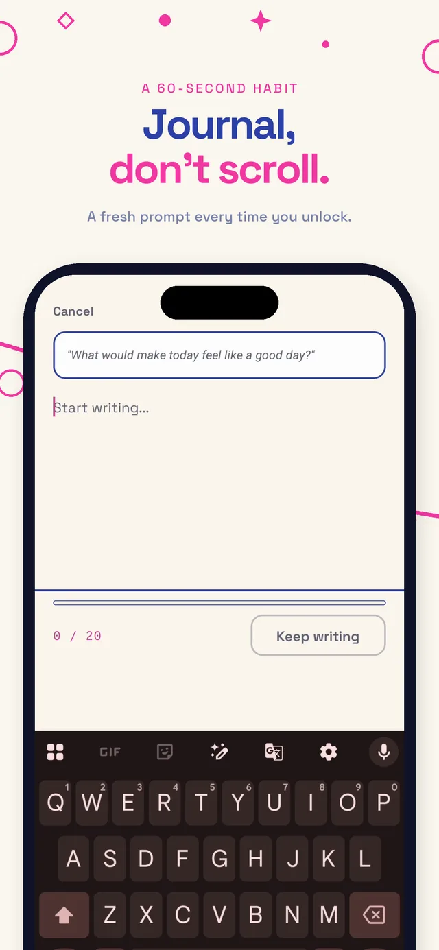 Writing a journal entry in WritersLock